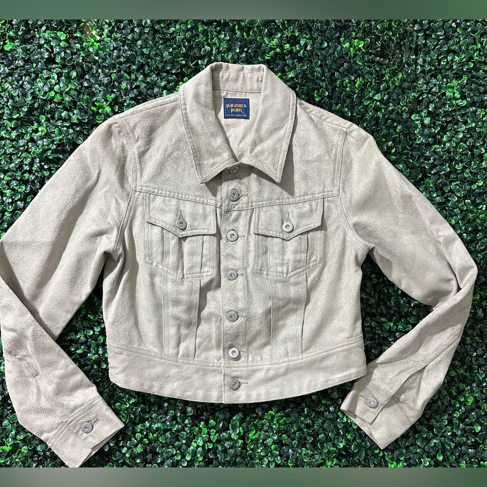 Vintage Parasuco Jeans Y2K Cropped Suede Jacket Tan M